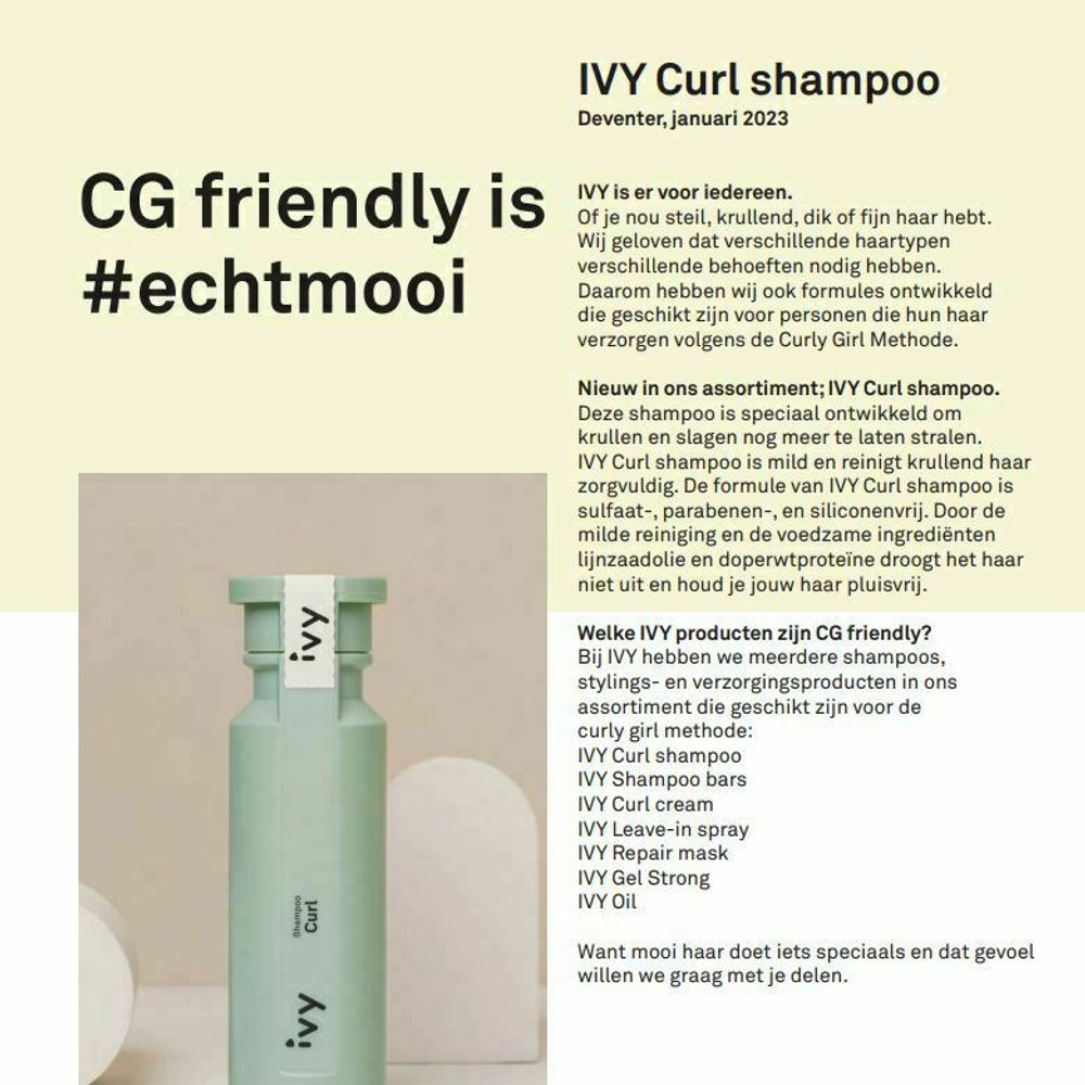 Afbeelding IVY Persbericht IVY Curl shampoo